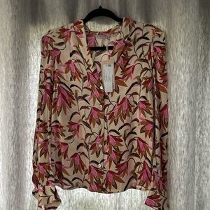 NWT ESQUALO WOMENS SILKY BUTTON UP BLOUSE SIZE 6